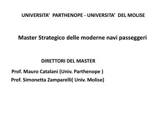 UNIVERSITA’ PARTHENOPE - UNIVERSITA’ DEL MOLISE