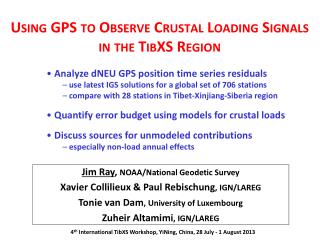 Using GPS to Observe Crustal Loading Signals in the TibXS Region