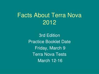 Facts About Terra Nova 2012