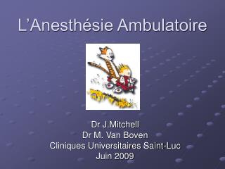 L’Anesthésie Ambulatoire