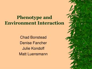 Phenotype and Environment Interaction