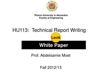 HU113: Technical Report Writing