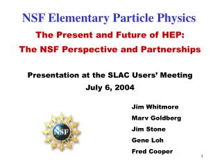 NSF Elementary Particle Physics