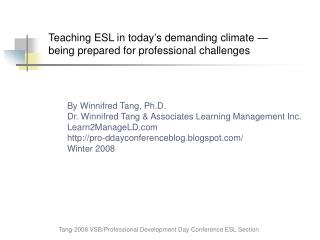 Teaching ESL in today’s demanding climate — being prepared for professional challenges