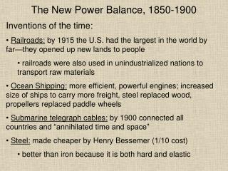 The New Power Balance, 1850-1900