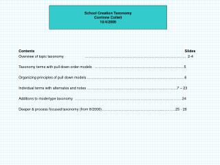 School Creation Taxonomy Corrinne Collett 10/4/2006