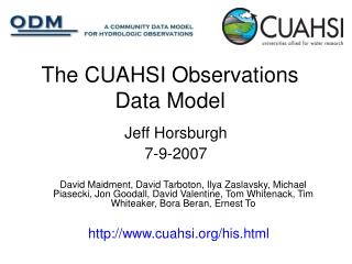 The CUAHSI Observations Data Model