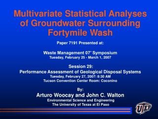 Multivariate Statistical Analyses of Groundwater Surrounding Fortymile Wash