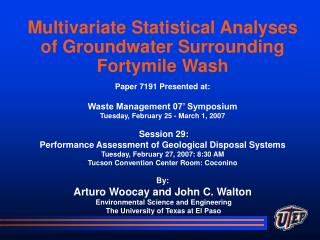 Multivariate Statistical Analyses of Groundwater Surrounding Fortymile Wash