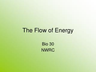 The Flow of Energy