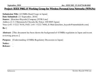 Project: IEEE P802.15 Working Group for Wireless Personal Area Networks (WPANs)