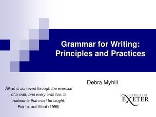 Grammar for Writing: Principles and Practices