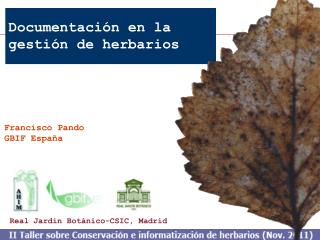 Documentación en la gestión de herbarios