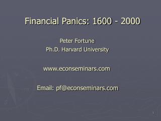 Financial Panics: 1600 - 2000