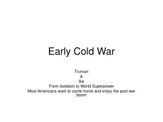 Early Cold War