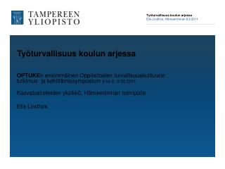 Työturvallisuus koulun arjessa