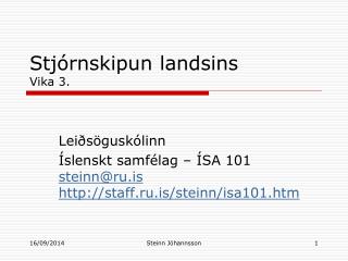 Stjórnskipun landsins Vika 3.