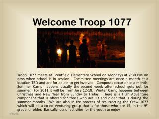 Welcome Troop 1077