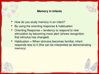 Memory in Infants