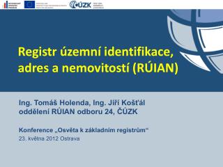 Registr územní identifikace, adres a nemovitostí (RÚIAN)