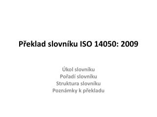 Překlad slovníku ISO 14050: 2009