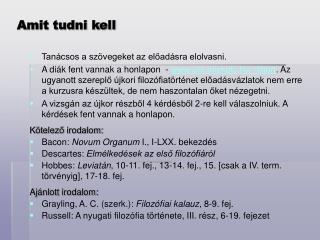 Amit tudni kell