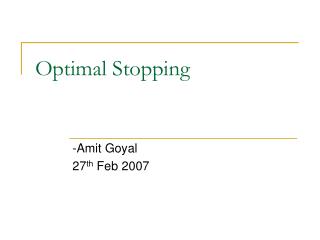 Optimal Stopping