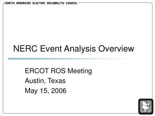 NERC Event Analysis Overview