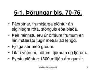 5-1. Þörungar bls. 70-76.