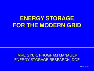 ENERGY STORAGE FOR THE MODERN GRID