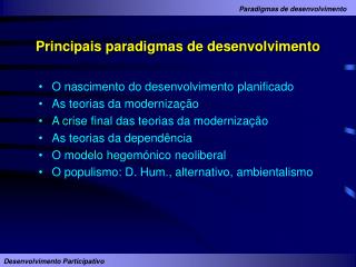 Principais paradigmas de desenvolvimento