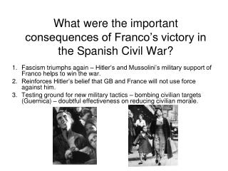 What were the important consequences of Franco’s victory in the Spanish Civil War?