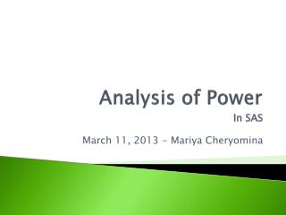 Analysis of Power