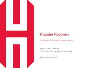 Disaster Recovery