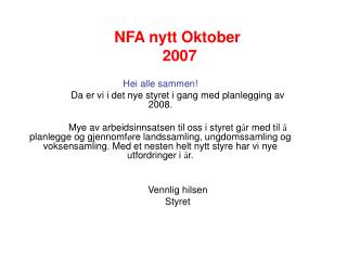 NFA nytt Oktober 2007