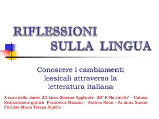 Conoscere i cambiamenti lessicali attraverso la letteratura italiana