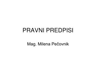 PRAVNI PREDPISI