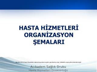 HASTA HİZMETLERİ ORGANİZASYON ŞEMALARI