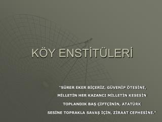 KÖY ENSTİTÜLERİ