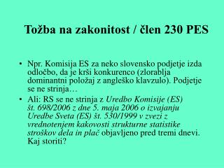 Tožba na zakonitost / člen 230 PES