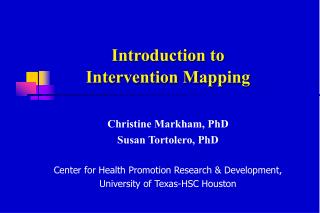 Introduction to Intervention Mapping