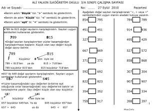 ALİ YALKIN İLKÖĞRETİM OKULU 3/A SINIFI ÇALIŞMA SAYFASI