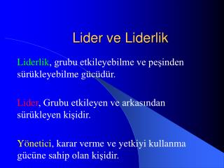 Lider ve Liderlik