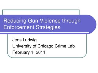 Reducing Gun Violence through Enforcement Strategies