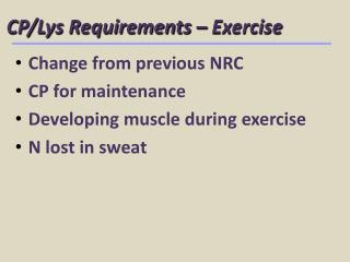 CP/Lys Requirements – Exercise