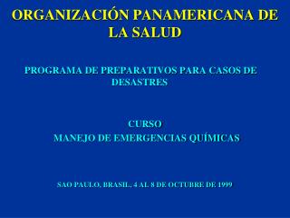 ORGANIZACIÓN PANAMERICANA DE LA SALUD