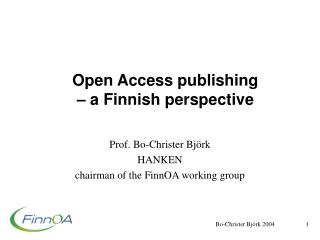 Open Access publishing – a Finnish perspective