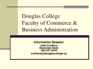 Douglas College Faculty of Commerce &amp; Business Administration