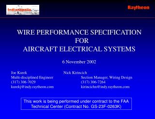 WIRE PERFORMANCE SPECIFICATION FOR AIRCRAFT ELECTRICAL SYSTEMS 6 November 2002
