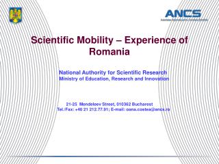 Scientific Mobility – Experience of Romania